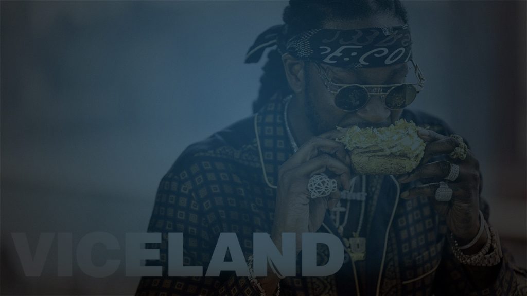 Still of 2 Chainz eating a donut leafed with gold. Flavorlab Score's Dennis Dembeck composed the theme music for the show and Flavorlab Sound provides sound design and mix for the series.|