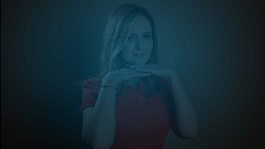 Still of Samantha Bee with her hands crossed beneath her chin. Flavorlab Score provided custom original music for the show.